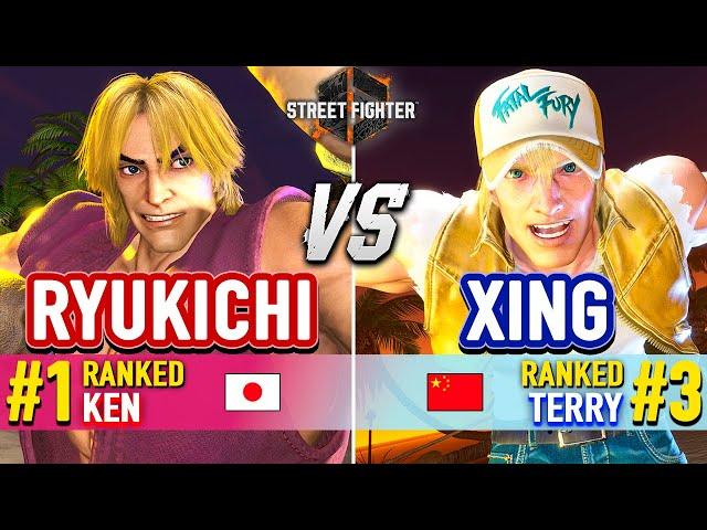 SF6  RYUKICHI (#1 Ranked Ken) vs XING (#3 Ranked Terry)  Street Fighter 6 High Level Gameplay