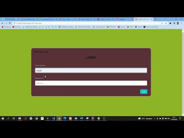 Login Form using CSRF TOKEN