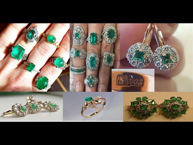 Gold of the USSR.Soviet luxury.Beautiful gold products with emeralds