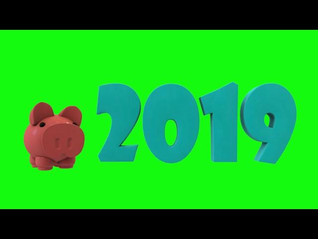 Футаж на зеленом фоне - поросенок 2019