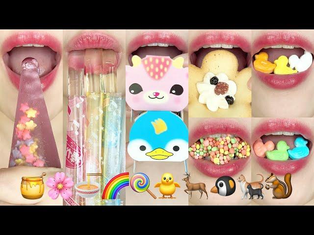 asmr EMOJI FOOD ‍⬛️ 이모지 먹방 꿀젤리 사탕 eating sounds