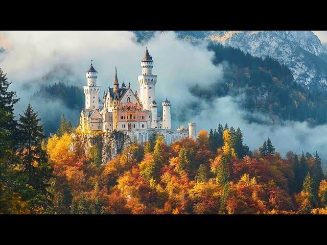 Good Medieval Music With The Space Of Medieval Castles With Red Autumn Leaves, Relaxing Celtic Music