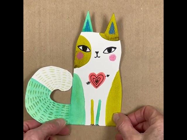 Cut Paper Cat Valentines #shorts