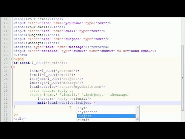 Html contact form email and how to send mail - php tutorial