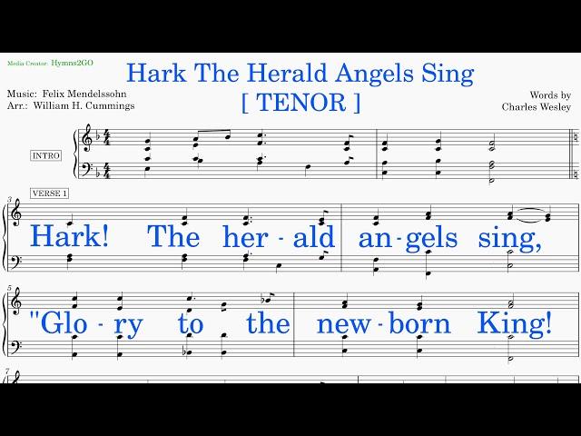 Hark The Herald Angels Sing  (Mendelsohn; Arr. Cummings - Wesley) [v2] Tenor