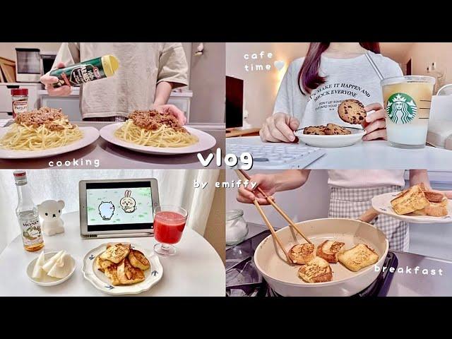 days in my life + food diary simple cooking french toast, home cafe️, house work