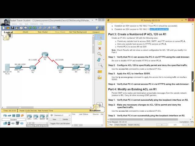 4.1.2.5 Packet Tracer - Configure IP ACLs to Mitigate Attacks