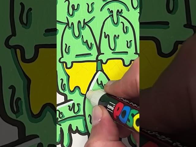 Squidward SpongeBob Drawing with Posca Markers! Drip Effect! #Shorts