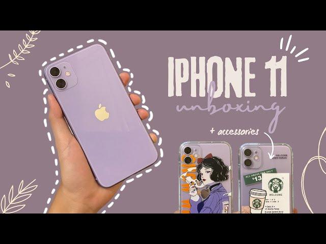 IPHONE 11 (purple) aesthetic unboxing in 2022 + accessories 