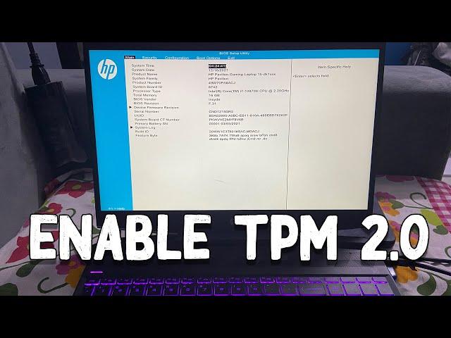 How To Enable TPM 2.0 in HP LAPTOP Bios for Windows 11