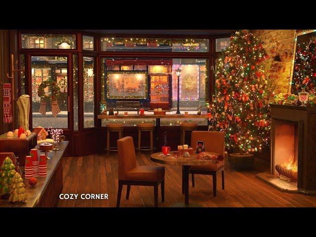 Cozy Christmas Coffee Shop Ambience with Christmas Music, Fireplace and Coffee Shop Background Noise