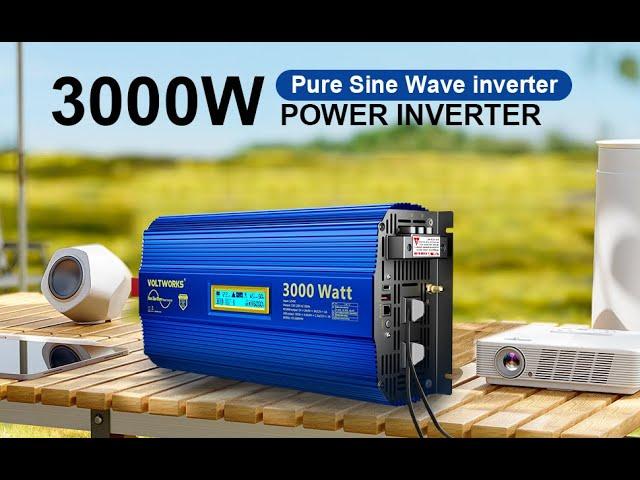 VOLTWORKS 3000Watt 12V Pure Sine Wave Power Inverter 6000Watt Surge Power for 2 Seconds