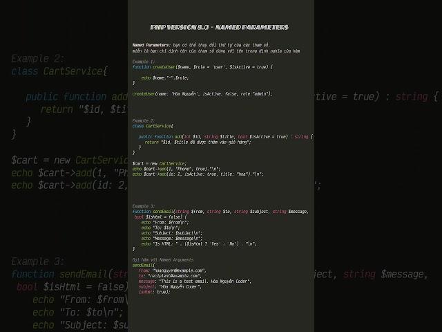 PHP version 8.0 - Named Parameters #webdeveloper #php #coder