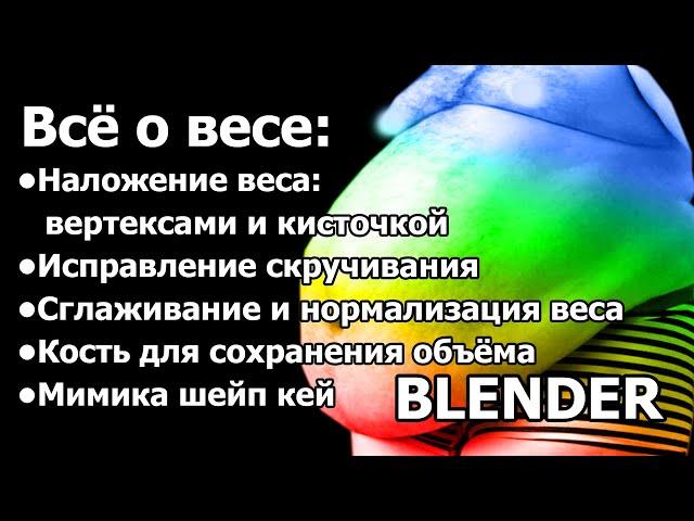 Памятка: как присвоить вес шейп и кистью, настроить мимику, убрать скручивание полигонов Blender