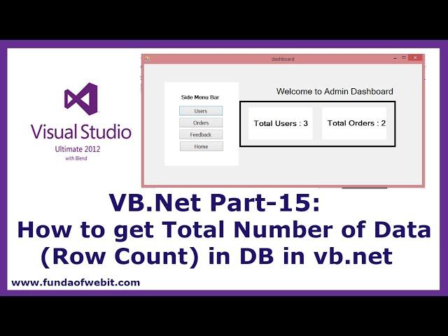 VB.Net Part-15: How to get Total Number of records (Row Count) in Database in vb.net