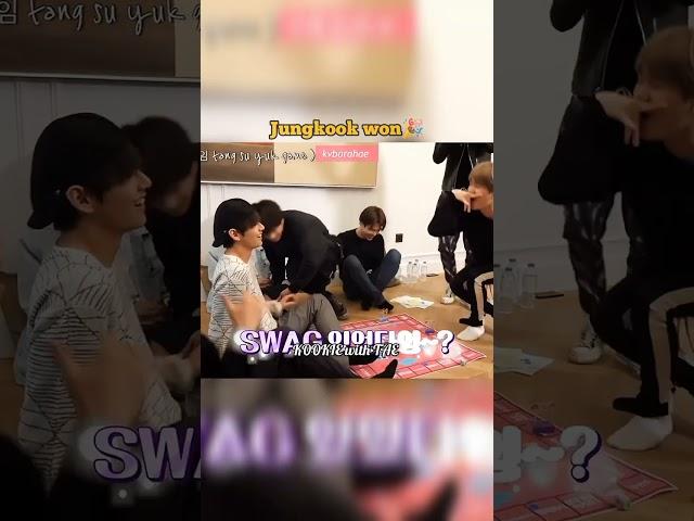 Jungkook confidently won the game but Taehyung's blush at the end  #taekook #vkook