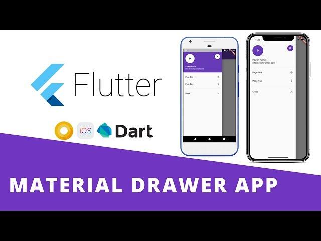 Flutter - Build Beautiful Material Navigation Drawer App With Routing | Android & iOS