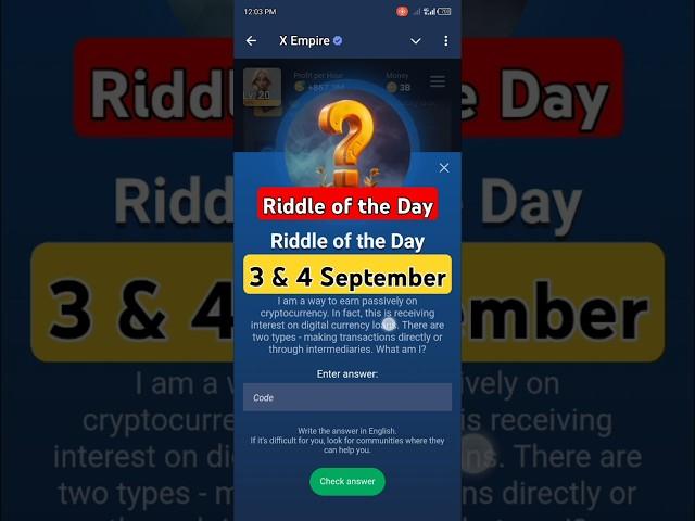 3 September Riddle of the Day X Empire | Rebus Of The Day X Empire| Musk Empire Riddle Of The Day