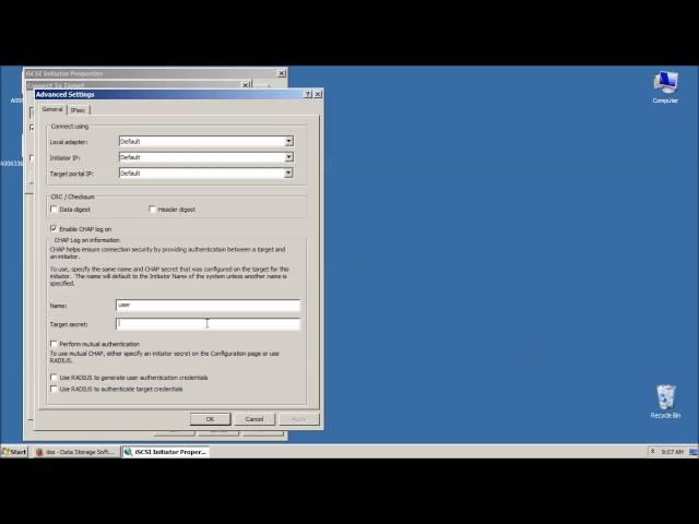 Connecting to an iSCSI target with MS Windows