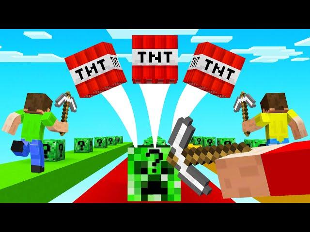 MINECRAFT 1v1v1 CREEPER LUCKY BLOCK RACE! (vs Friends)
