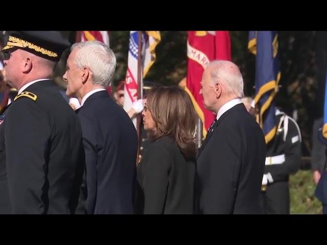 President Biden and VP Harris participate in Veterans Day wreath laying ceremony