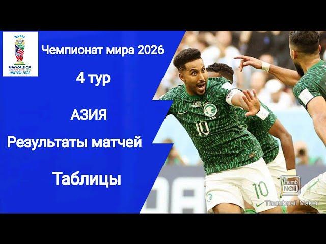 ЧМ 2026! Результаты матчей! Таблицы! 4 тур! Азия! Квалификация!!!