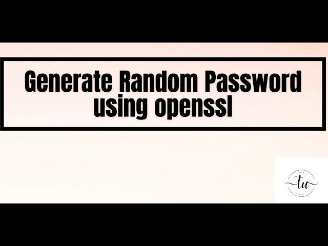 Generate Random Password using openssl