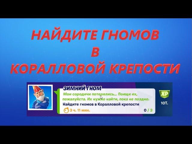 ЗИМНИЙ ГНОМ НАЙДИТЕ ГНОМОВ В КОРАЛЛОВОЙ КРЕПОСТИ ФОРТНАЙТ