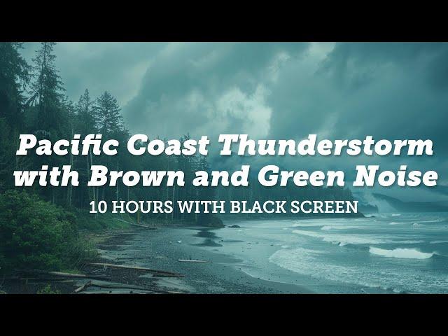 Pacific Coast Storm: Gusting Wind, Ocean Waves and Distant Thunder for Sleep | 10 Hours Black Screen