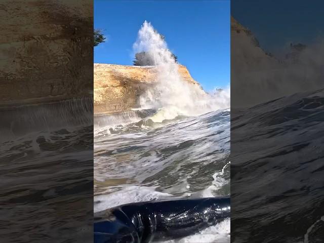 CRAZY HIGH TIDE BACKWASH SURFING SANTA CRUZ CA