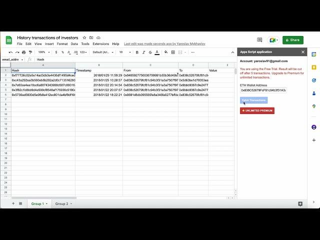 Crypto2Sheet: The Ultimate Google Sheet Add-On for Cryptocurrency Wallet Transaction Tracking