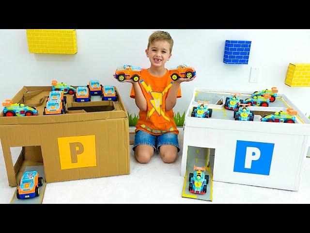 Children play with new Vlad and Niki's toy cars