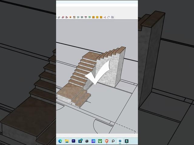 How to make quick stair design in SketchUp | ️MAJ Stair with SketchUp #new #shorts #stairs