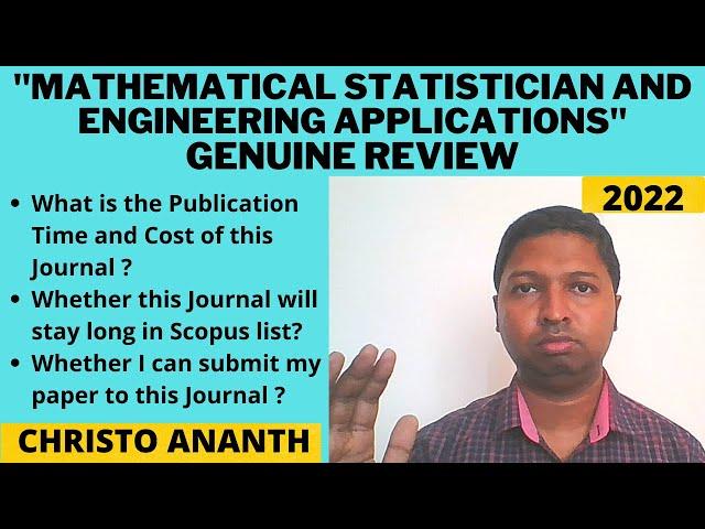 Christo Ananth - Mathematical Statistician and Engineering Applications -  Review in English- Scopus