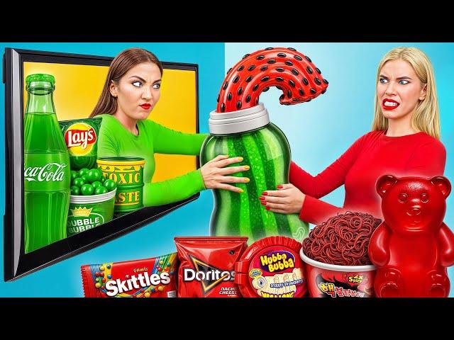 Red Food vs Green Food Color Challenge by Multi DO Challenge