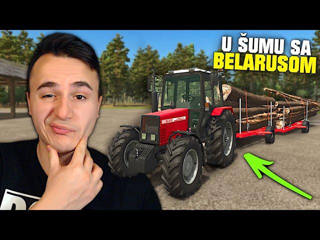 BELARUS VUCE DVIJE PUNE CEZE DRVA ! Farming Prezivljavanje EP44 w/Djura