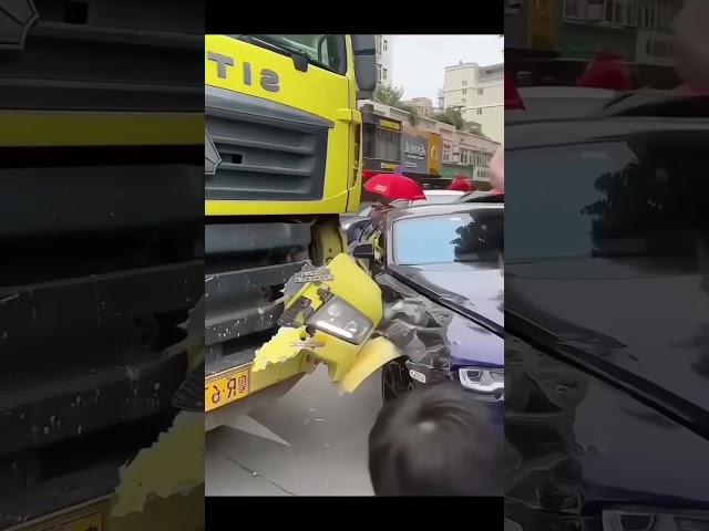 Front Fender Of Chinese-made Truck Damaged After Hitting A Rolls-Royce