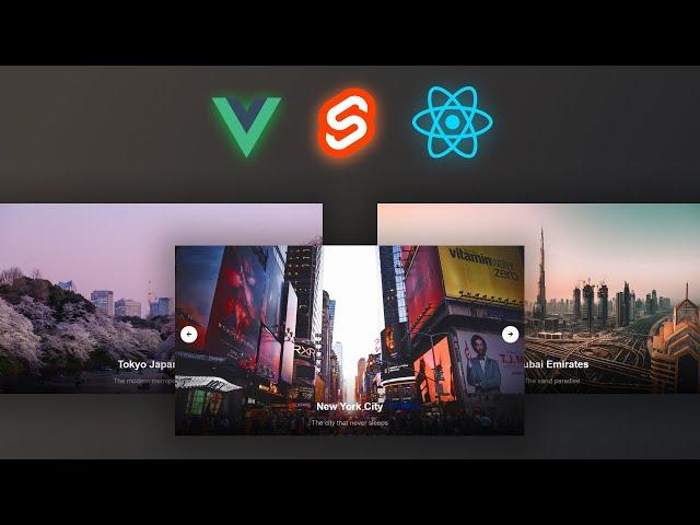 Build An Image Slider with Vue, Svelte and React.js | Quick Tutorial