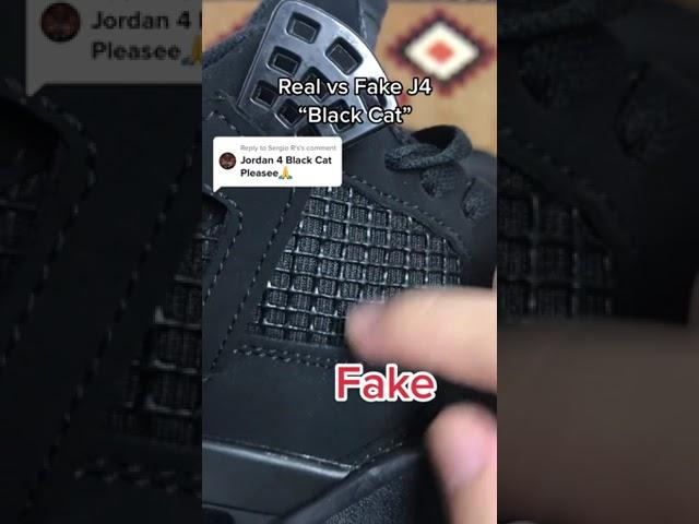 Air Jordan 4 black cat Real vs Fake,Can you see the difference?