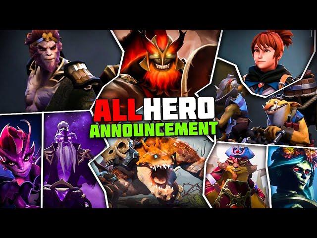 ALL DOTA 2 HERO ANNOUNCEMENTS BY VALVE (2014-2023)