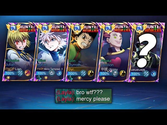 MLBB 5 MAN HUNTER X HUNTER SKIN !! ENEMY WANT TO DESTROY US  - MLBB