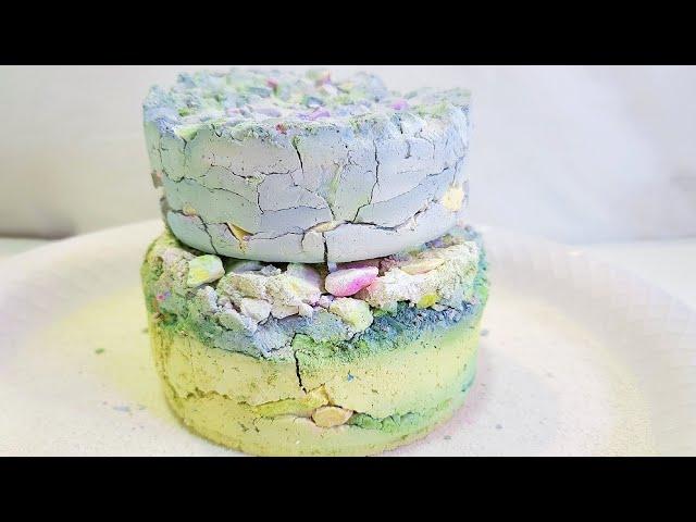 2 Rocky Road cakes collab w/ the marvelous @49designsasmr w/cornstarch glitter paste gym chalk asmr