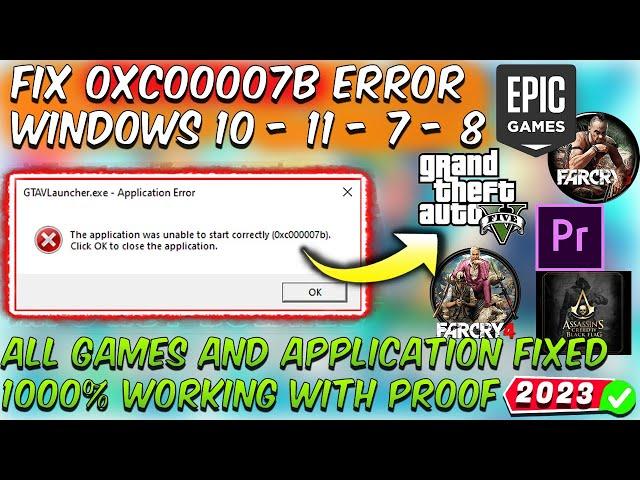 How To Fix 0xc00007b Error Windows 10/11/8/7 Every Games & Apps 2024️  | GTA 5,Epic Games,FC4,FC3