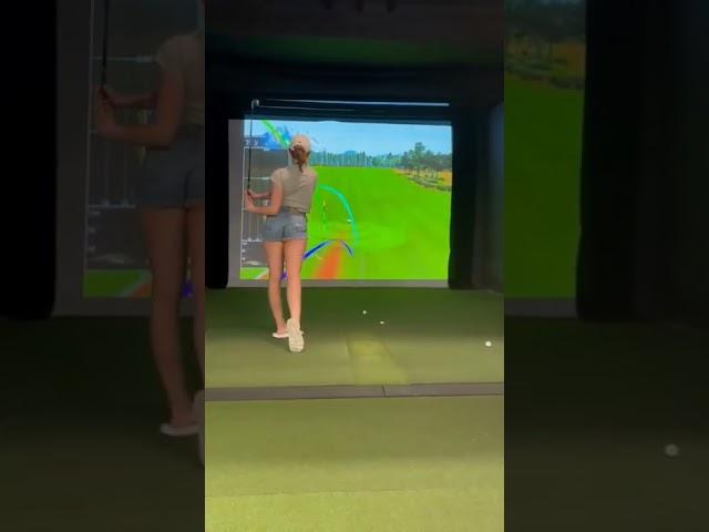 The Guys at Golftown REALLY Liked Her Swing #golfsimulator #golfgirl #golfswing #shorts #shortshorts