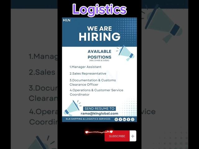 Logistics Jobs in Dubai #jobsindubai