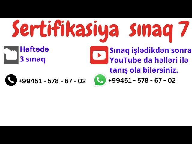 Riyaziyyat Sertifikasiya sınaq N7 #sertfikasiya#riyaziyyat#miq#arti#