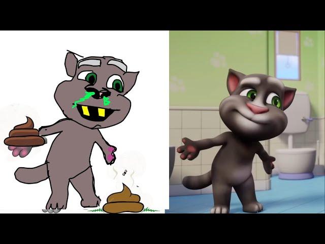 Talking Tom Shorts Funny Drawing Meme  | Funny Cartoon Talking Tom Hide and Seek Challenge