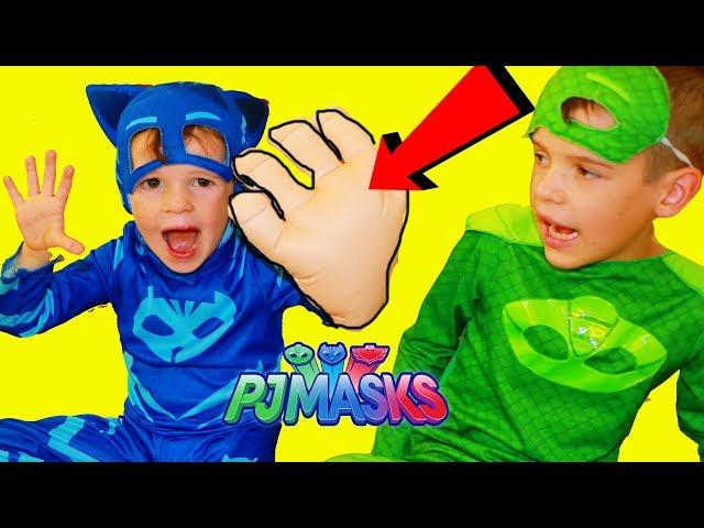 PJ Masks Catboy GIANT HAND ACCIDENT & This Little Piggy & Big Bad Wolf Story