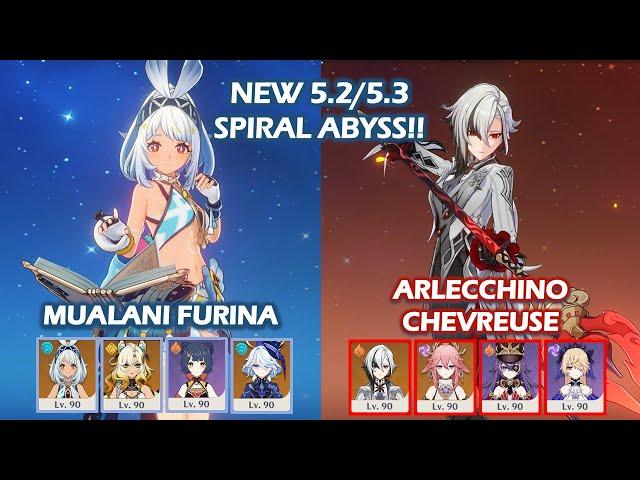 NEW 5.2 5.3 Spiral Abyss!! Mualani Furina & Arlecchino Chevreuse Floor 12 Genshin Impact