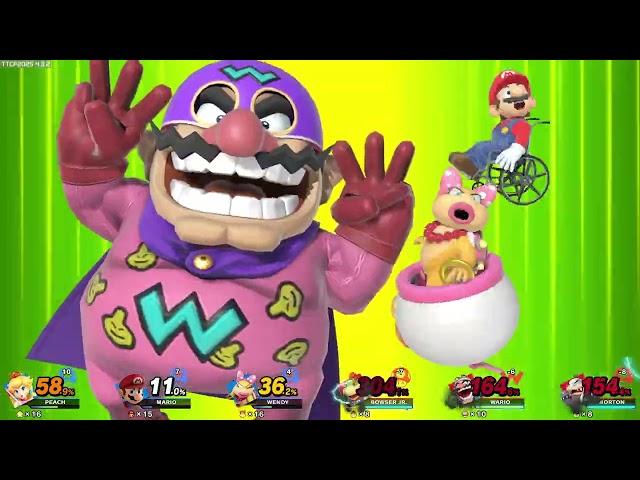 Modded Super Smash Bros Ultimate - Team peach vs Bowser Jr & Marissa's worst enemies